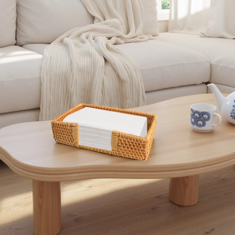 Nordic Rattan Napkin Holder Woven Tissue Basket Rectangular Organizer 9 45 X 5 9 X 2 36 In - Image 5