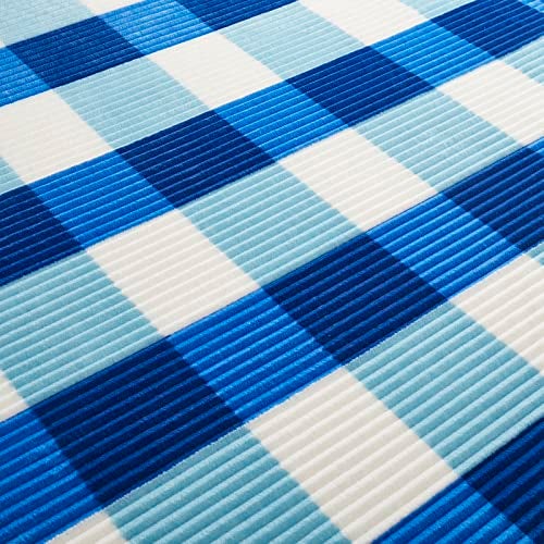 PU MEI Sherpa Blanket Twin Plaid Thick Bed Blanket, 90”*80” Super Soft Flannel Fuzzy Fleece Reversible Velvet Plush Warm Blanket for Couch(Blue Check, 80"*90") - Image 5