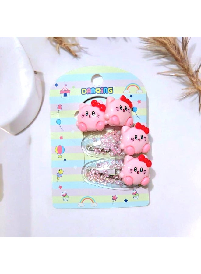 ٣ اكسسوار شعر للفتيات ( ٢ كلبس شعر مع ١ توكة استيك ) - Image 2