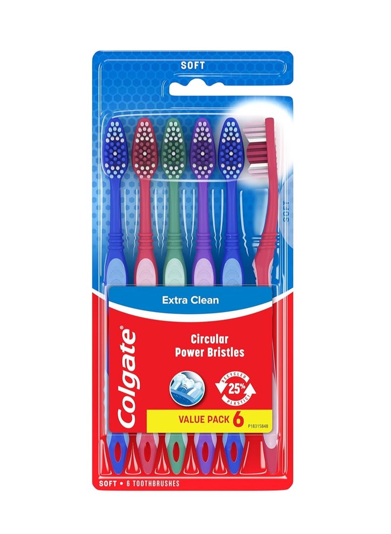 Colgate Extra Clean Toothbrush, Full Head, Soft (6 Count) - Image 1