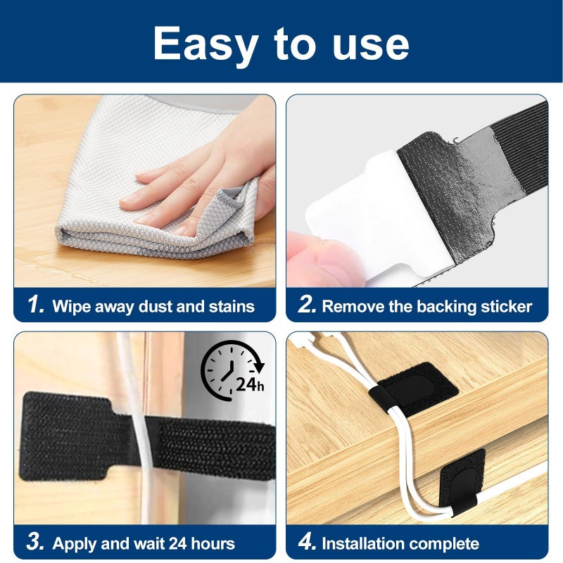 REDAMANCY Cable Management Kit, 60 Reusable Cable Management Strips, Strong Adhesive, Eco-Friendly, Anti-Disturb Cable Management for Office/Home - Image 5