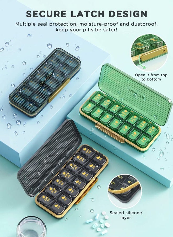 Acedada Am Pm Pill Organizer, Weekly Pill Box 2 Times A Day - Acedada 7 Day Pill Organizer with 7 Separate Containers, Portable Daily Medicine Dispenser Case for Vitamin, Fish Oils, Supplements, Stylish Blue - Image 4