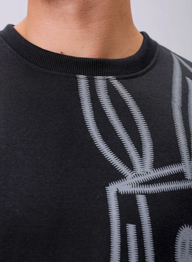 شركة المرآب الهندية Men Oversized Abstract Crew Neck Overhead Sweatshirt