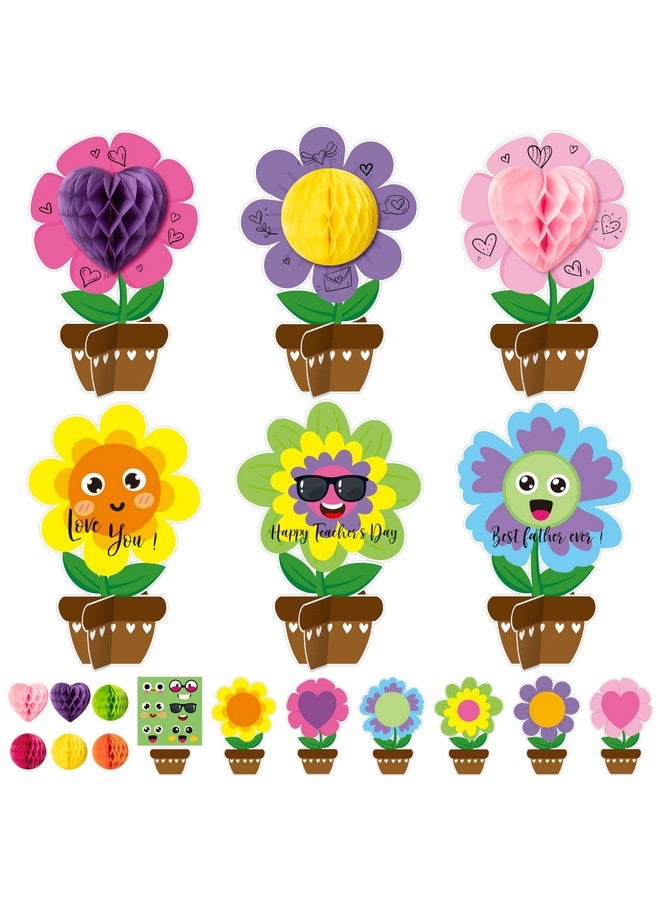 WATINC 24 Pack Mother' Day Spring Honeycomb Flower Craft Kits, Make Your Flowers Pot Gift Crafts Decor, DIY Flowers Appreciation Gifts Home School Classroom Art Activities for Kids - Image 1
