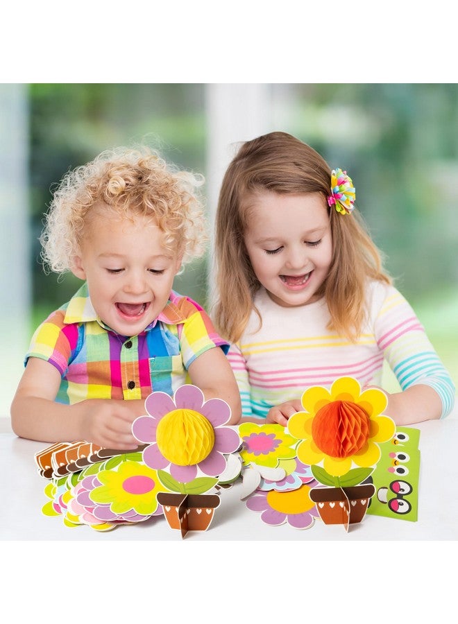 WATINC 24 Pack Mother' Day Spring Honeycomb Flower Craft Kits, Make Your Flowers Pot Gift Crafts Decor, DIY Flowers Appreciation Gifts Home School Classroom Art Activities for Kids - Image 4