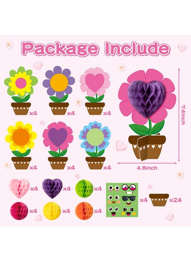WATINC 24 Pack Mother' Day Spring Honeycomb Flower Craft Kits, Make Your Flowers Pot Gift Crafts Decor, DIY Flowers Appreciation Gifts Home School Classroom Art Activities for Kids - Image 2