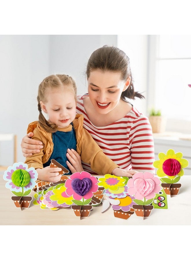 WATINC 24 Pack Mother' Day Spring Honeycomb Flower Craft Kits, Make Your Flowers Pot Gift Crafts Decor, DIY Flowers Appreciation Gifts Home School Classroom Art Activities for Kids - Image 5