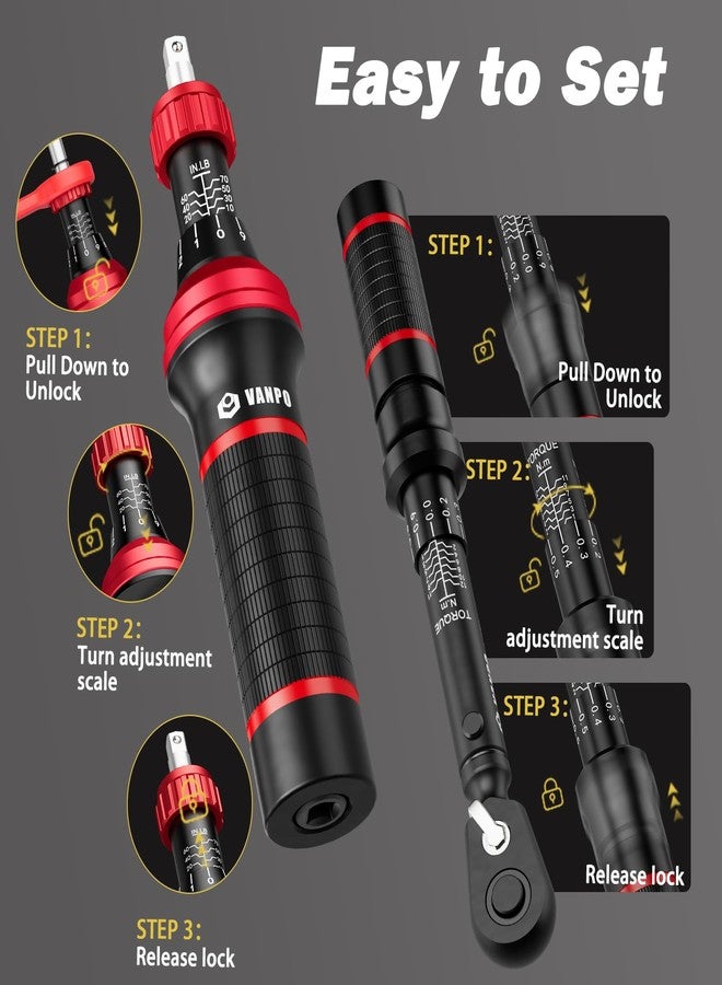 VANPO Torque Screwdriver Set 10-70 in.lb, 48Pcs 1/4" Drive Torque Screwdriver with S2 Bits, Inch Pound Torque Wrench Screwdriver for Scope Mounting, DIY and Maintenance - Image 5