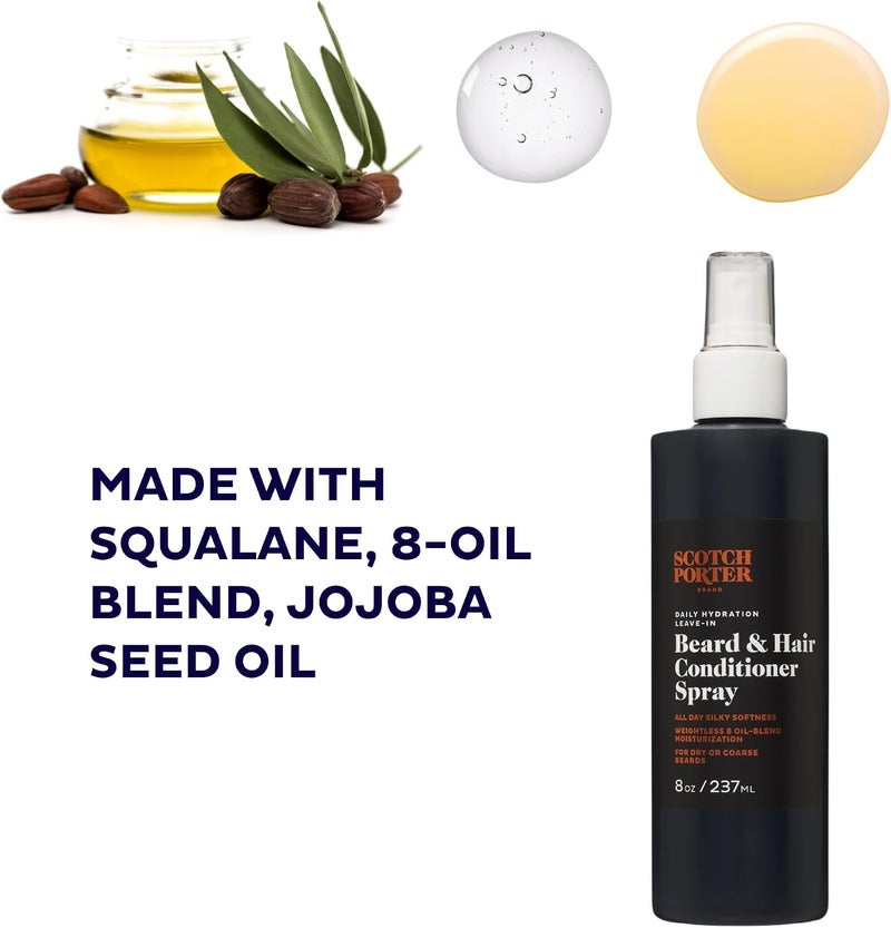 scotch porter Daily Hydration Conditioner Spray for Beard & Hair  Coconut Avocado & More  8oz Bottle with Pump - Image 3