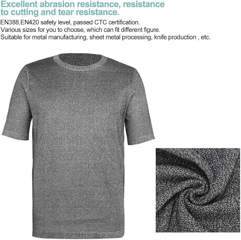 woobles Cut Resistant Clothing Clothes Stab Proof T shirt Safety Protection Round Neck Top Level 5 Protective T shirt for Workers - Image 2