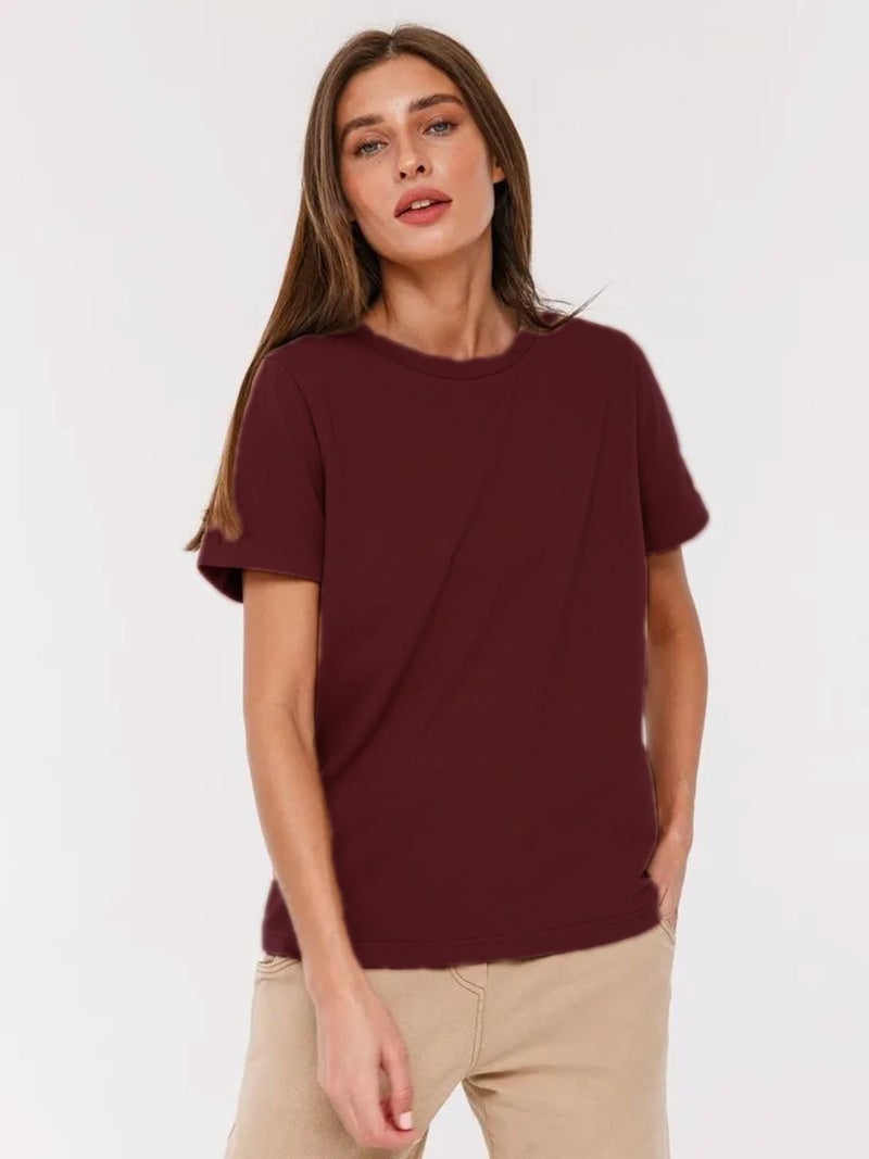 Short-Sleeved T-Shirt 2025 Women'S Fashion Casual Home Commuter All-Match Round Neck Short-Sleeved T-Shirt - Image 1