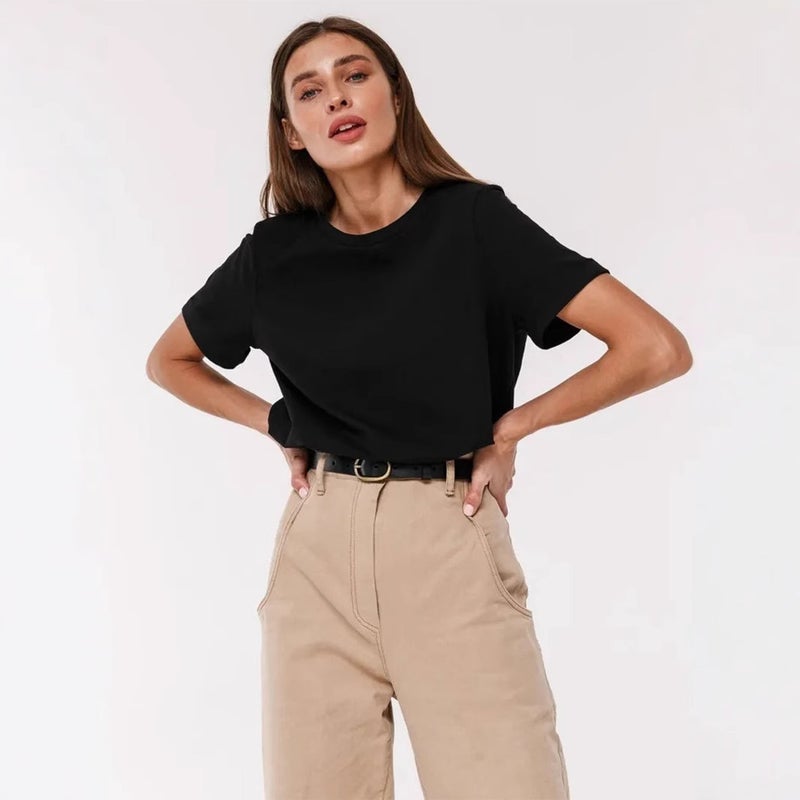 Short-Sleeved T-Shirt 2025 Women'S Fashion Casual Home Commuter All-Match Round Neck Short-Sleeved T-Shirt - Image 4