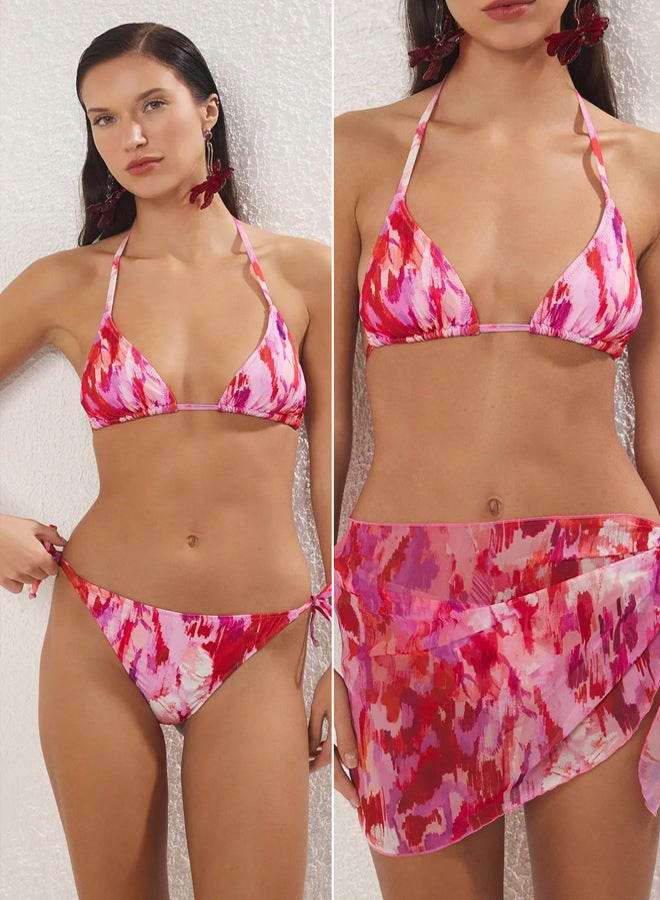 trendyol Abstract Patterned 3 Piece Set Bikini Set & Pareo  - Image 1