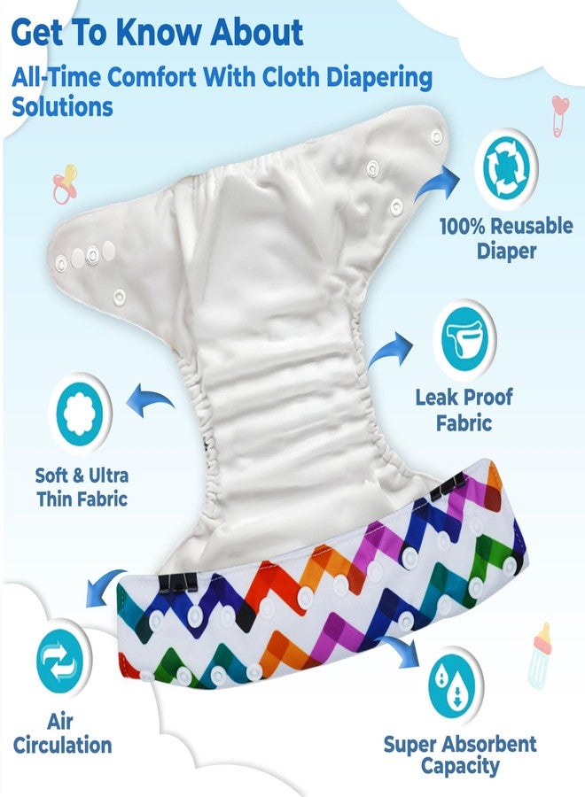 Bembika A Plus Printed Cloth Diaper with 3-Layer Micro Fiber Inserts for Babies Washable & Reusable Cloth Nappies for Baby Leakproof and Wetfree Adjustable Cloth Diapers -(BE2746) - Image 4