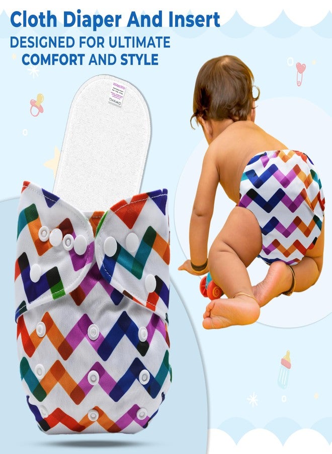 Bembika A Plus Printed Cloth Diaper with 3-Layer Micro Fiber Inserts for Babies Washable & Reusable Cloth Nappies for Baby Leakproof and Wetfree Adjustable Cloth Diapers -(BE2746) - Image 2
