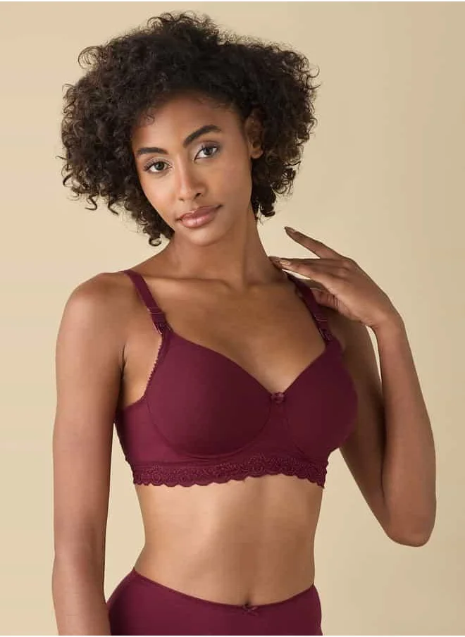 سبلاش فيڤ Lace Detail Solid Nursing Bra with Hook and Eye Closure