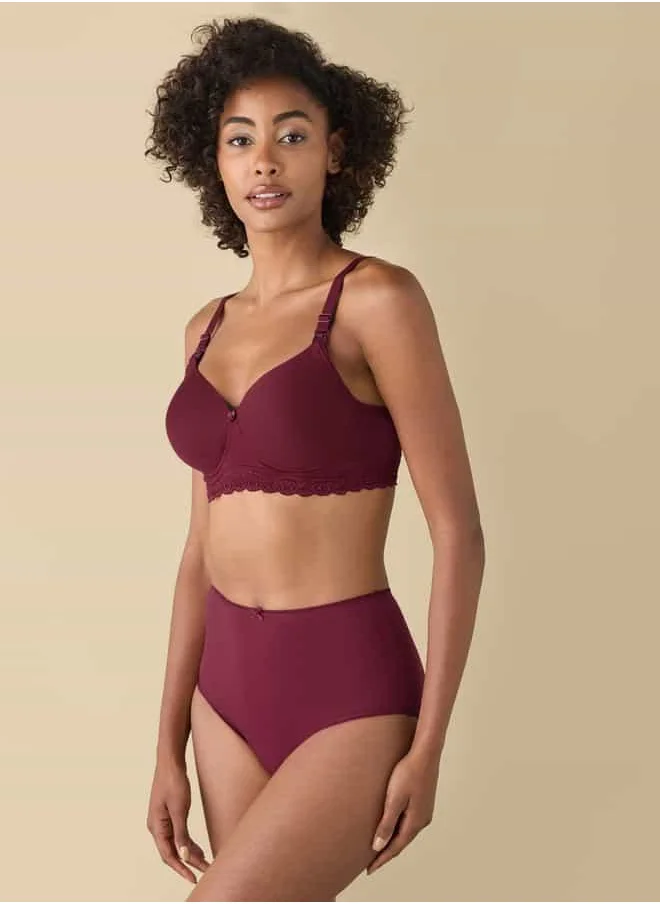 سبلاش فيڤ Lace Detail Solid Nursing Bra with Hook and Eye Closure
