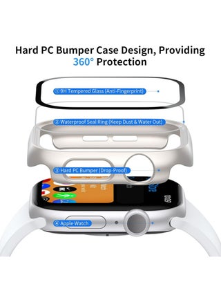 6 Pack For Apple Watch Series 11/10 46mm Case with Tempered Glass Screen Protector, Slim Guard Bumper Full Coverage Hard PC Protective Case HD Ultra-Thin Cover For iWatch 11/10 46mm Accessories - view 2