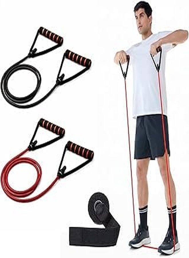 FALSHRUTI 11 Pcs Gym Power Resistance Band Set - Adjustable Fitness Exercise Tube Kit with Door Anchor, Handles & Ankle Strap - Natural Latex Pull Up Assist Bands for Home & Gym Workout (Men & Women) - Image 3