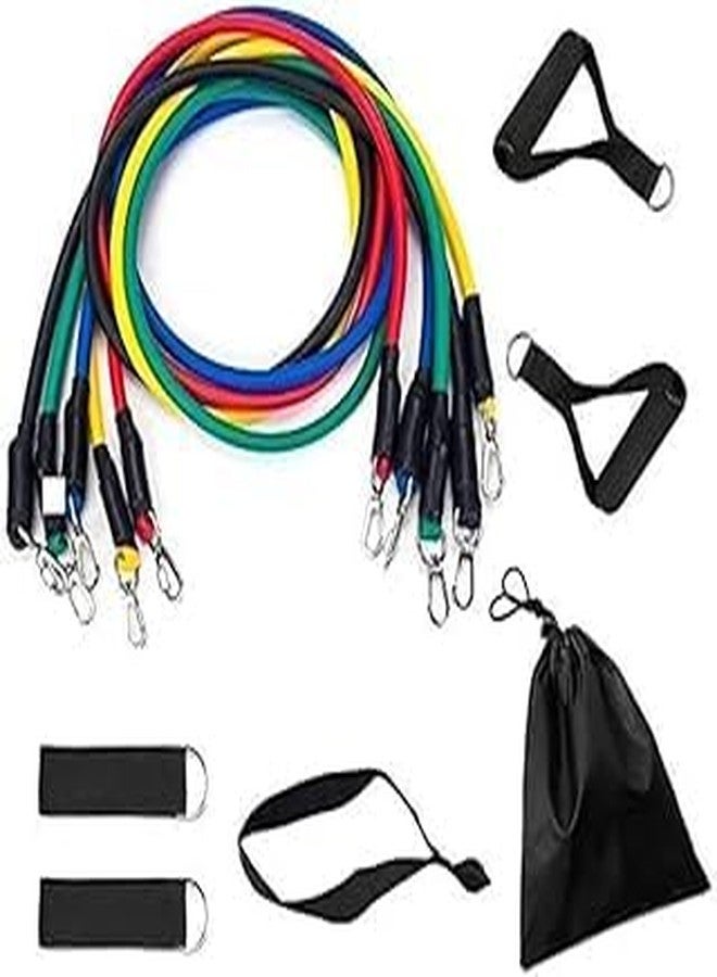FALSHRUTI 11 Pcs Gym Power Resistance Band Set - Adjustable Fitness Exercise Tube Kit with Door Anchor, Handles & Ankle Strap - Natural Latex Pull Up Assist Bands for Home & Gym Workout (Men & Women) - Image 4
