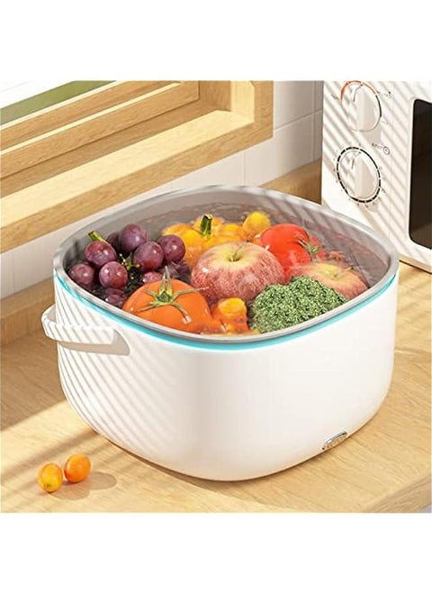 Fruit and Vegetable Washing Machine, Ultrasonic 360 Degree Cleaning Automatic Fruit Vegetable Cleaner Device One on Start, Large Capacity Washing Soaking Basket for Home Use