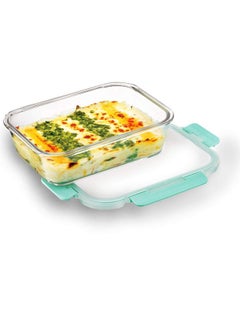 Allo Allo Foodsafe Glass Containers With Lids With Break Free Lock,Microwave Safe Containers,High Borosilicate Meal Prep Glass Food Storage Containers For Kitchen,Set Of 3,1040Ml,Rectangle - Transparent  - Image 2