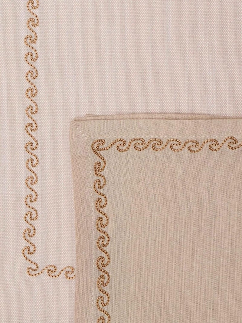Zeba Embroidered Placemat Dinner Napkins Set Cotton Offwhite Lt Beige Set of 6 Mats 13x19 in Set of 6 Dining Napkins 16x16in 33x48 cms 40x40 cms - Image 5