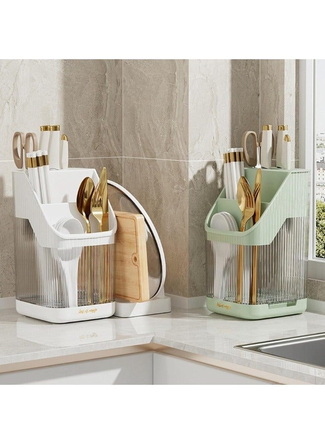 منظم أدوات المطبخ 3 في 1، حامل شوكة الملعقة، غطاء الوعاء، منظم رف التجفيف، حامل كتلة السكاكين، حامل أدوات المائدة لسطح - Image 5