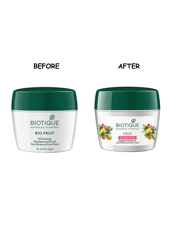 Biotique Fruit Brightening Depigmentation And Tan Removal Face Pack| Ayurvedic And Organically Pure| Tan Removal Face Pack For All Skin Types|100% Botanical Extracts| 235Gm - Image 2