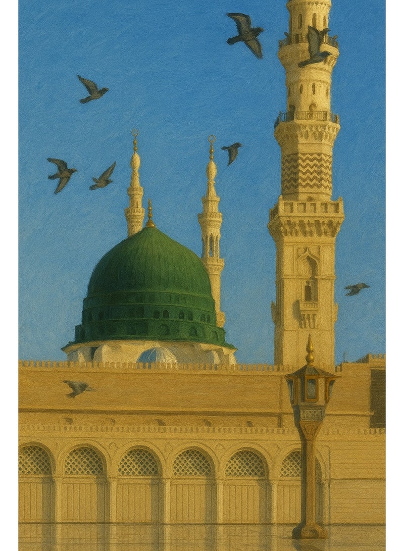 تذكار لوحة جدارية مطبوعة كانفاس لقبة المسجد النبوي من تذكار - Image 2