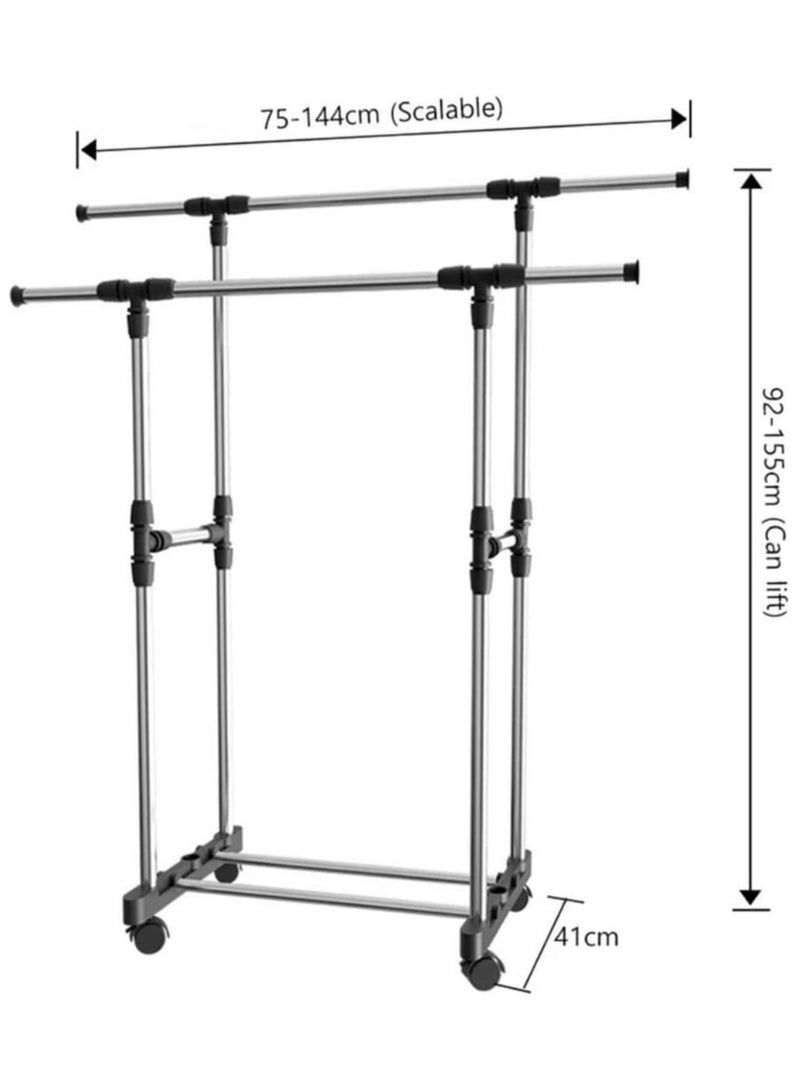 Medium black/silver metal clothes rack - Image 4