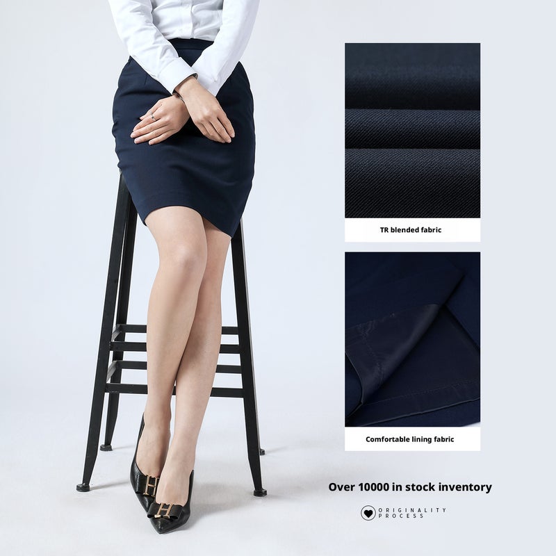 Women's Solid Color Pencil Skirt, Summer Office Short Skirt - Image 3