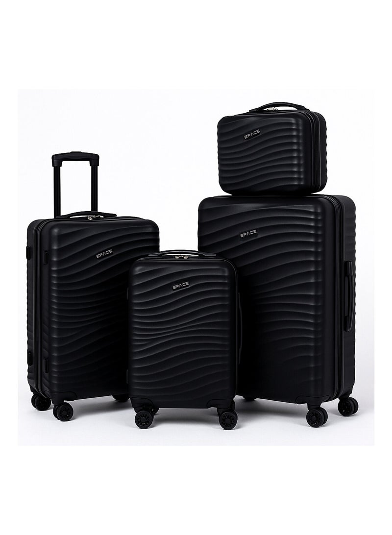 Space Luggage Set, ABS Material including Carry On Cabin Sizes, 14/20/24/28 Inches, Black - Image 1