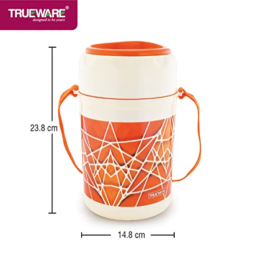 TRUEWARE Trendy 4 Lunch Box with 4 Stainless Steel Container,300ml X4 Orange | PU Insulated | Lunch Box | Tiffin | Hot lunch box | Leak Proof | Food Grade | BPA Free | Office | Outdoors| For Men,Women - Image 3