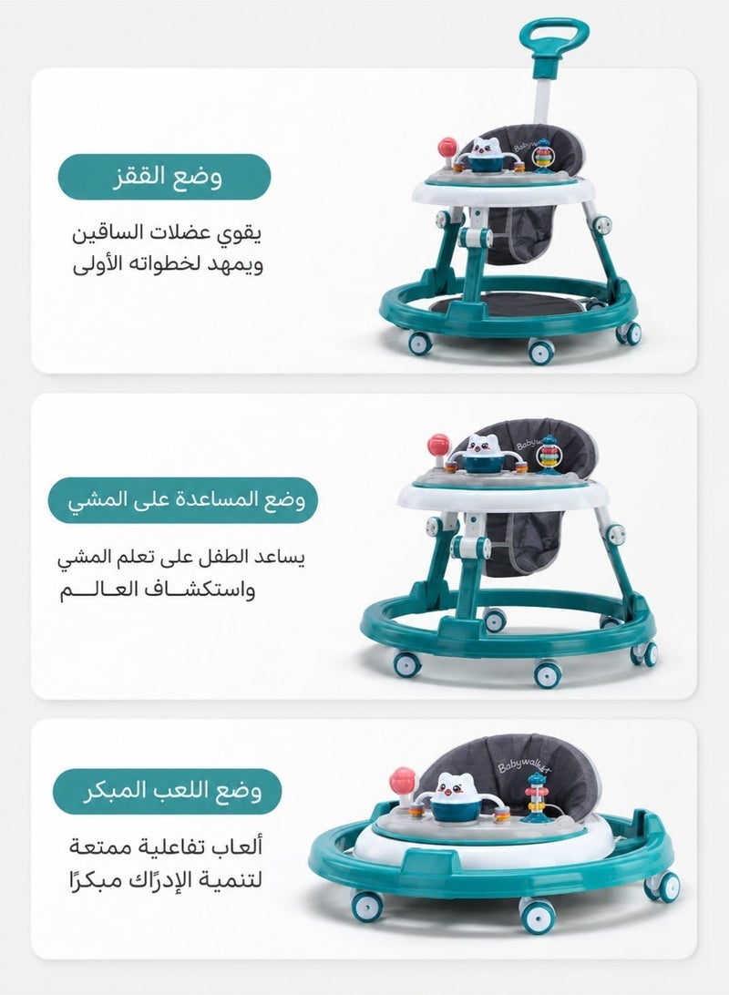 Riolio Baby Walker Foldable with 9 Adjustable Heights Baby Walkers and Activity Center for Boys Girls Babies 7-18 Months Baby Walker with Wheels Portable - Image 2