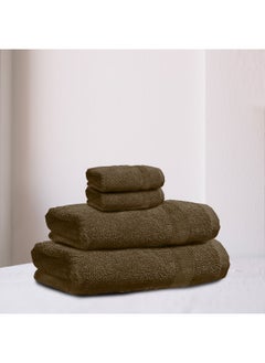 Rest Towel Set 4 Peice Brown Luxury Hotel Bedroom Super Soft Absorbent Durable Washable Quick Dry Cotton Family Bath Towels - 1 Bath Towel 70X140Cm 1 Hand Towel 50X100Cm & 2 Face Towel 30X30Cm  - Image 1