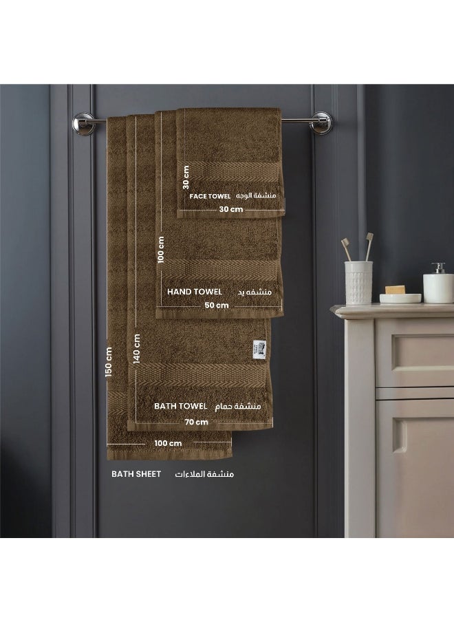 Rest Towel Set 4 Peice Brown Luxury Hotel Bedroom Super Soft Absorbent Durable Washable Quick Dry Cotton Family Bath Towels - 1 Bath Towel 70X140Cm 1 Hand Towel 50X100Cm & 2 Face Towel 30X30Cm  - Image 2