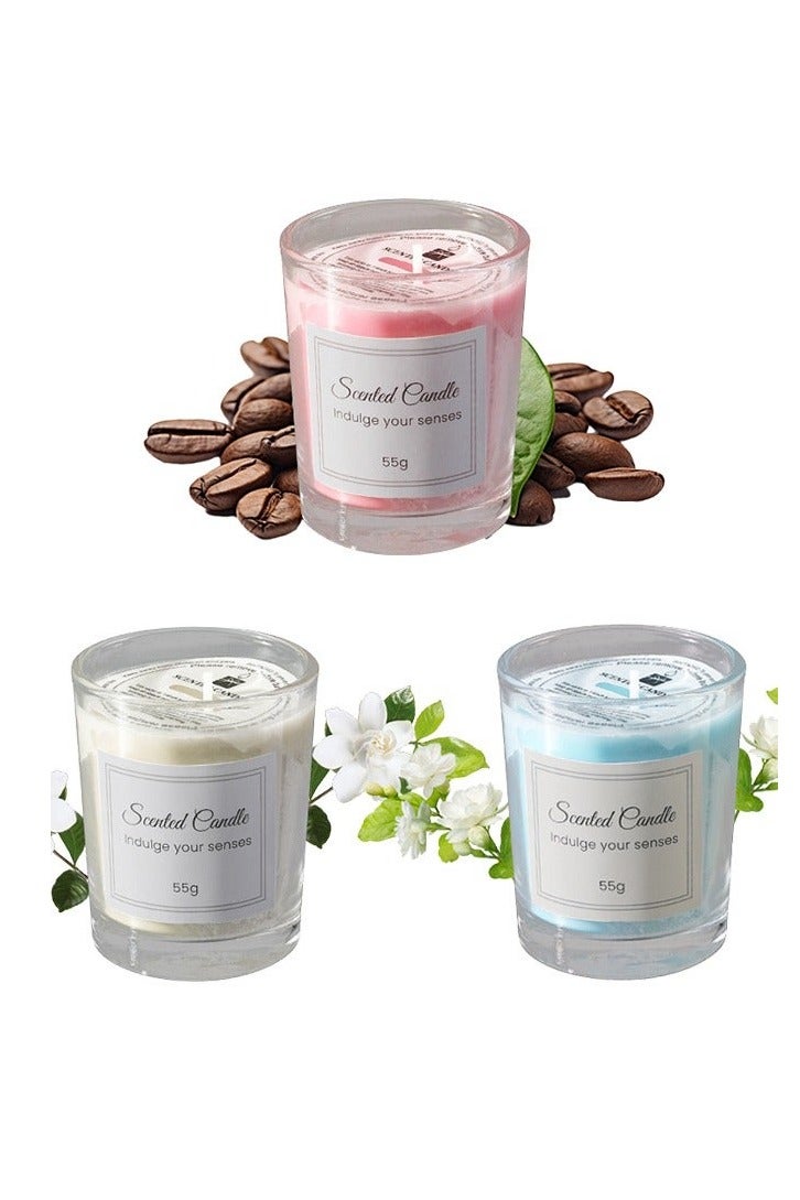 مجموعة من 3 شموع معطرة للمنزل، مصنوعة من فول الصويا الطبيعي، معطرة للمنزل، مدة احتراق تصل إلى 50 ساعة، هدية لتخفيف التوتر - Image 3