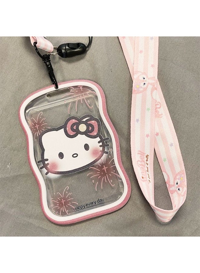 NIBEMINENT 1 - Piece Katie Cat Kpop Photo Card Holder Pendant Key Chain ID Badge Holder ID Card Holder Photo Card Protector for School ID Office ID Access Card for Women Girls