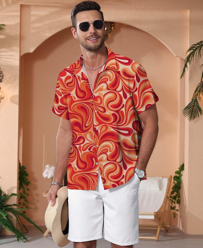 KYKU Men's Summer Shirts Button Up Hawaiian Shirt, Abstract Pattern, X-Large - Image 2