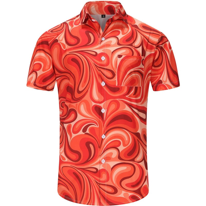 KYKU Men's Summer Shirts Button Up Hawaiian Shirt, Abstract Pattern, X-Large - Image 4