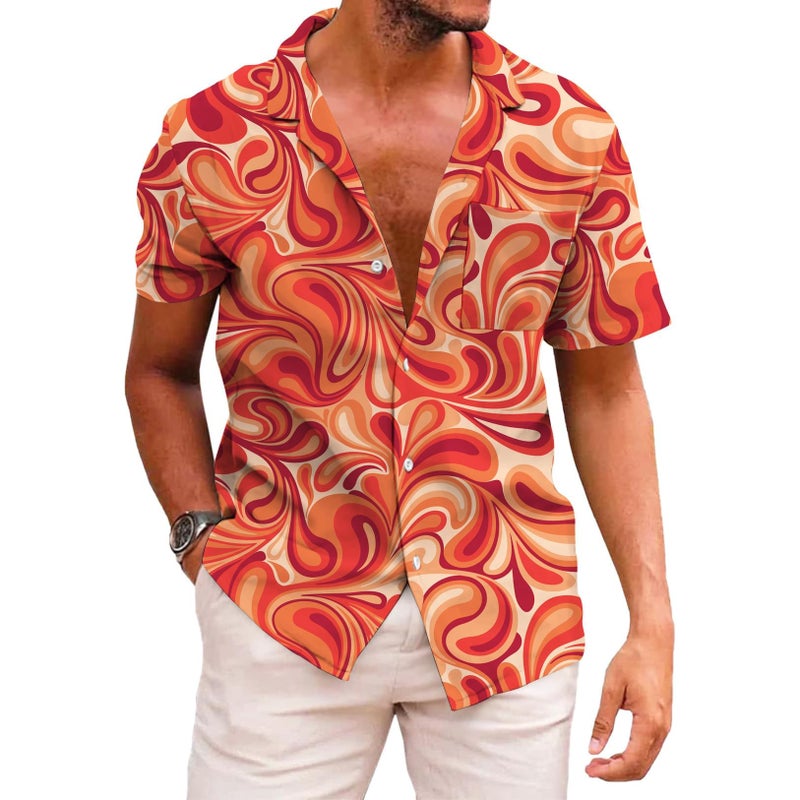 KYKU Men's Summer Shirts Button Up Hawaiian Shirt, Abstract Pattern, X-Large - Image 1