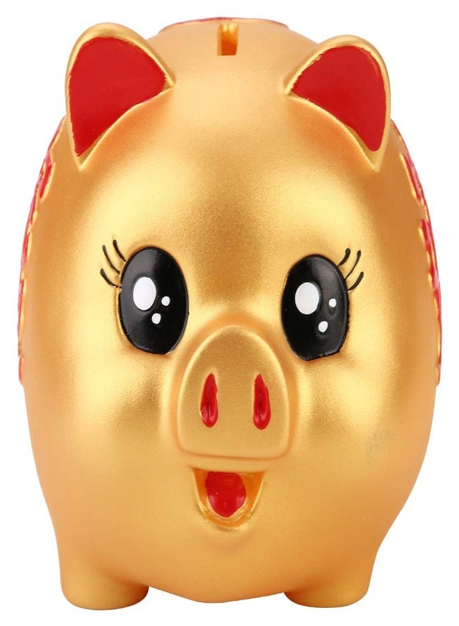 EVTSCAN Piggy Bank for Adults and Kids - Coin Bank Pig Statue Gifts Polyresin Home Decor Arts, Gold, 4.92x4.13x3.74in - Image 1