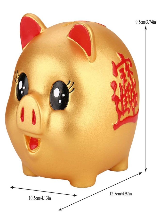 EVTSCAN Piggy Bank for Adults and Kids - Coin Bank Pig Statue Gifts Polyresin Home Decor Arts, Gold, 4.92x4.13x3.74in - Image 4