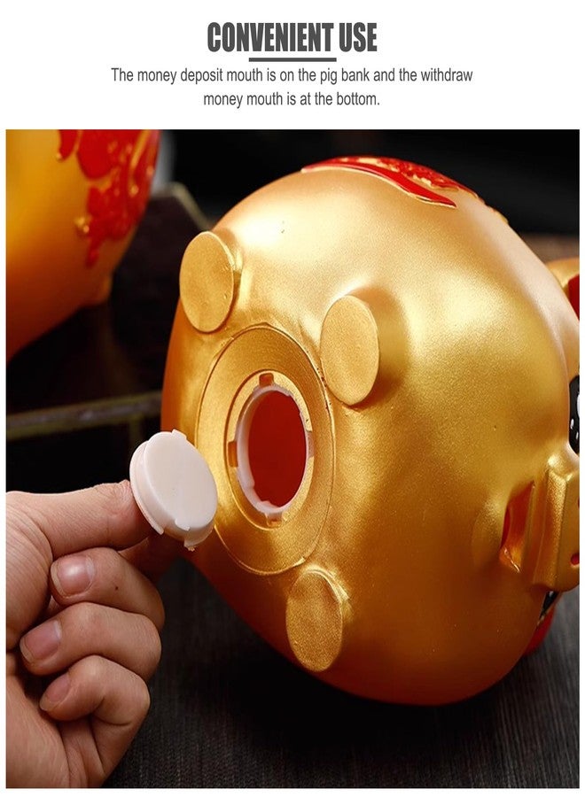 EVTSCAN Piggy Bank for Adults and Kids - Coin Bank Pig Statue Gifts Polyresin Home Decor Arts, Gold, 4.92x4.13x3.74in - Image 3
