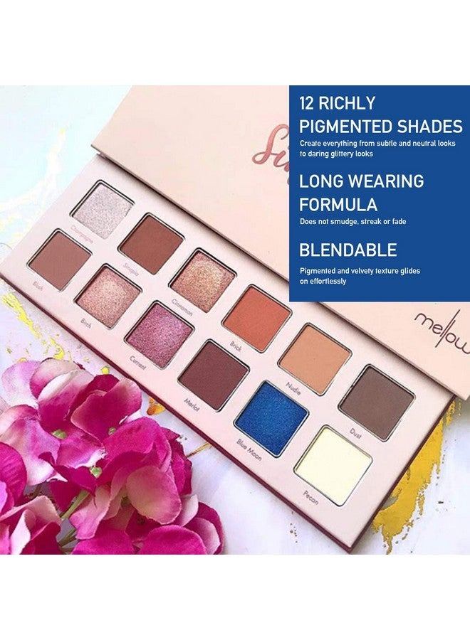 Mellow Cosmetics Sinopia Eyeshadow Palette Makeup (12 Colors) with Matte, Shimmer, Metallic, Warm & Nude Shades - Highly Pigmented & Easily Blendable Colorful Eye Shadow Pallet Vegan & Cruelty Free - Image 2