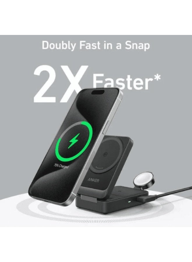 Anker B2557211 MagGo 15W 3-in-1 Charging Station Qi2 Certified Wireless Charger - Image 2