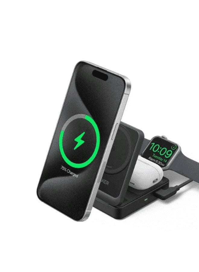 Anker B2557211 MagGo 15W 3-in-1 Charging Station Qi2 Certified Wireless Charger - Image 1
