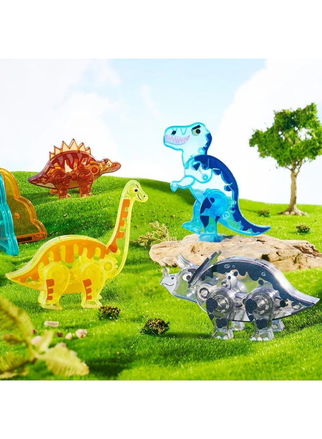 MiDeer Colorful Magnetic Tiles Jurassic Adventure 48P – Dinosaur Magnetic Building Blocks Set with 48 Pieces, STEM Construction Toy with Storage Bag, Creative Magnetic Tiles for Kids Age 3+ - Image 5