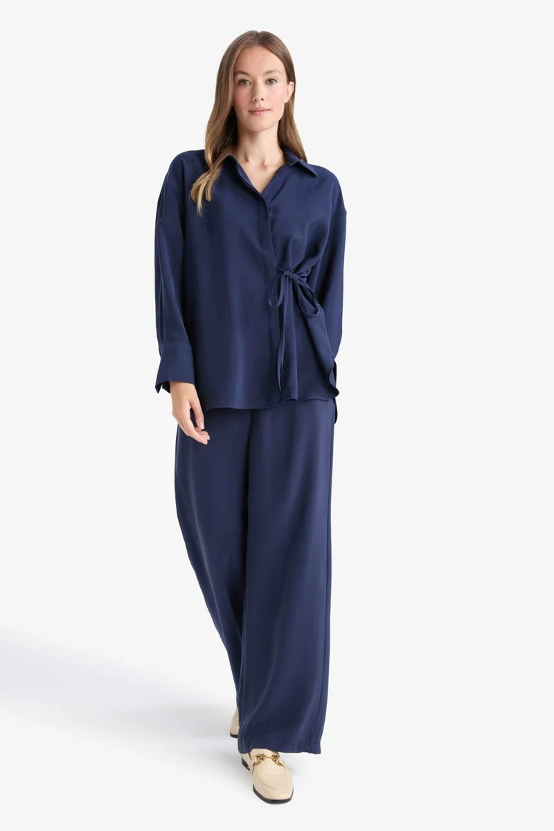 ديفاكتو Regular Fit Elastic Waist Modal Trousers